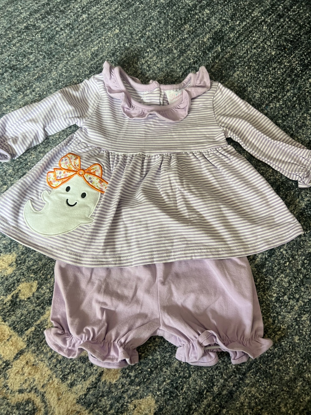 Lilac Striped Ghost Appliqué Kids set by